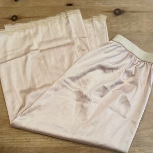 Vlazom Women’s peach pink satiny silky lace slip Suit dress wide elastic band Sm